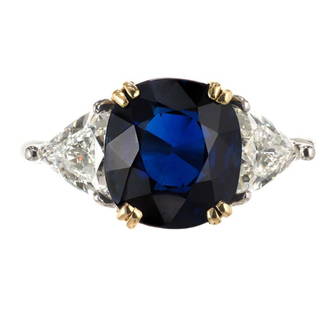 Certified 8.50 Ct.14kt Solid White Lab Grown sapphire Cushion Cut Engagement ring: Certified 8.50 Ct.14kt Solid White Lab Grown sapphire Cushion Cut Engagement ring - Side Stone Lab Grown Diamonds Fancy Cut 0.80 Ct Vs1 e Color Ring Size US 6.5