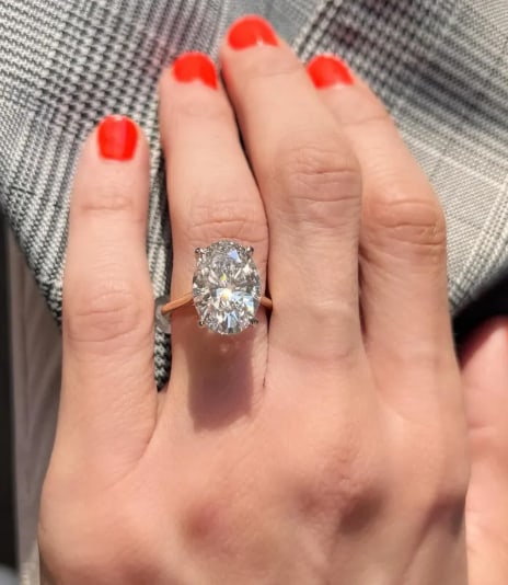 Certified Huge 10 Carat Oval Cut D VVS1 Solitaire Lab Grown Diamond Engagement Ring  14KT Solid Rose (1 of 2)