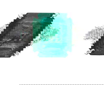 Certified 14 Carat Emerald Cut Lab Grown Green Emerald Engagement Ring 14KT Solid White Gold (1 of 4)