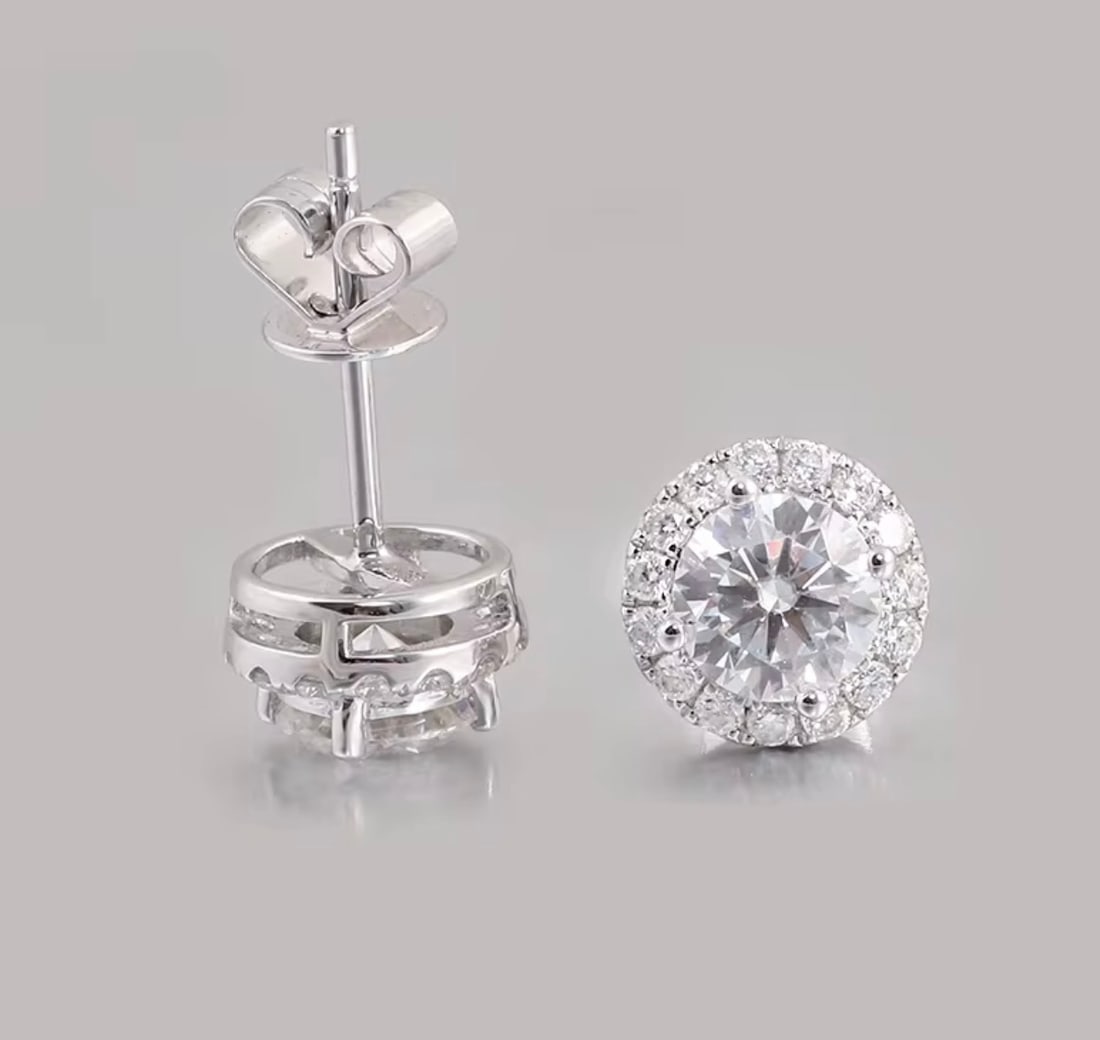 Certified 1.60 Carat Natural Diamond SI1 -H Color 14kt Solid White Gold Earrings (1 of 1)