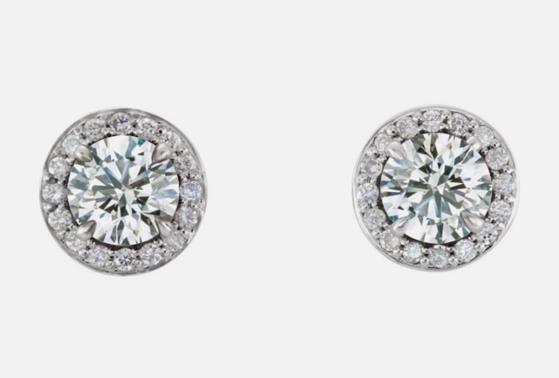 Certified 1.40 Carat Natural Diamond SI1 -H Color 14kt Solid White Gold Earrings: Certified 1.40 Carat Natural Diamond SI1 -H Color 14kt Solid White Gold Earrings - Side Stones 0.30 ct Natural Diamond VS1 G-H Color Round Cut