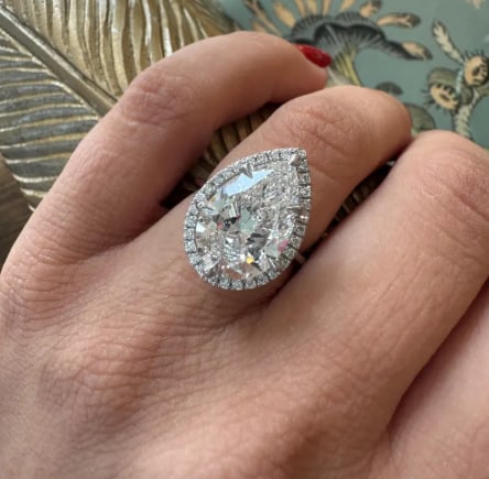 Certified 9.50 Carat Pear Cut D VVS1 Lab Grown Diamond Engagement Ring 14KT Solid White Gold (1 of 3)