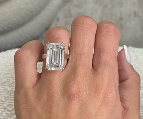 Certified 15 Carat Emerald Cut D VVS1 Lab Grown Diamond Engagement Ring 14KT Solid White Gold: Certified 15 Carat Emerald Cut D VVS1 Lab Grown Diamond Engagement Ring 14KT Solid White Gold - Ring Size US 7.5
