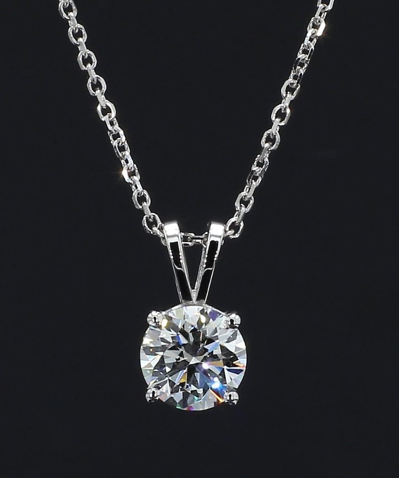 Certified 1.50 Carat Round Cut D VVS1 Lab Grown Diamond Pendant 14KT Solid White Gold (1 of 4)