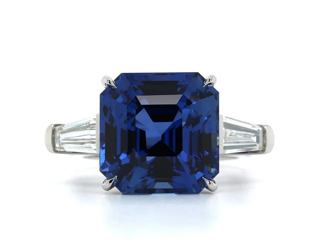 Certified 10 Ct.14kt Solid White Lab Grown sapphire Engagement ring: Certified 10 Ct.14kt Solid White Lab Grown sapphire Engagement ring - Side Stone is lab grown Diamonds vs1 e color Fnacy cut 0.40 Ct Ring Size US 6.5