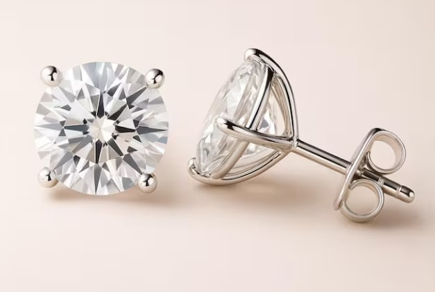 6.00 Carat - 14Kt Solid White Gold VVS1 D Color Lab Grown Diamond Round Cut Earrings: 6.00 Carat - 14Kt Solid White Gold VVS1 D Color Lab Grown Diamond Round Cut Earrings