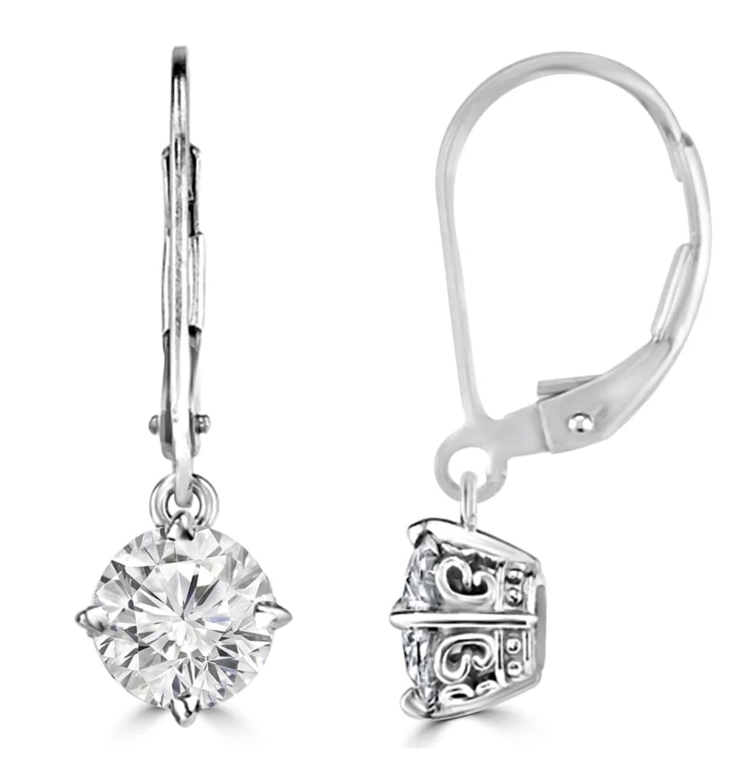 Certified 4 Ct - 14kt Solid White Lab Grown Diamonds Earrings: Certified 4 Ct - 14kt Solid White Lab Grown Diamonds Earrings - D VVS1 Round Cut