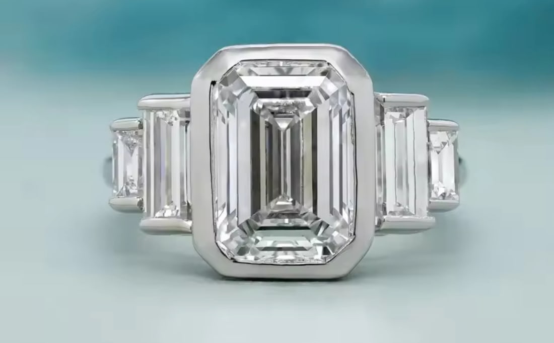 Certified 6.5 Carat Emerald Cut D VVS1 Lab Grown Diamond Engagement Ring 14KT Solid White Gold: Certified 6.5 Carat Emerald Cut D VVS1 Lab Grown Diamond Engagement Ring 14KT Solid White Gold - Ring Size US 6 Side stone 1.5 0 Ct Lab Grown Diamonds Fancy Cut
