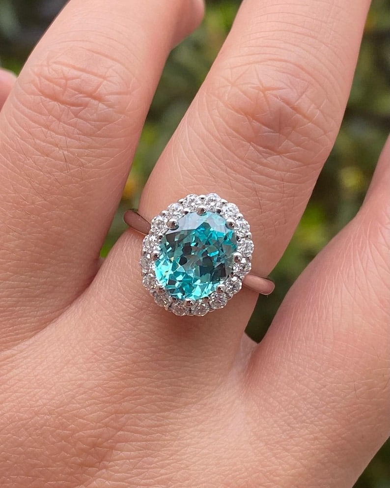 Certified 5.5 Carat Oval Cut Lab Grown Aquamarine Engagement Ring 14KT Solid White Gold: Certified 5.5 Carat Oval Cut Lab Grown Aquamarine Engagement Ring 14KT Solid White Gold - Ring Size US 6.5 Side stone 0.60 Ct Lab Grown Diamonds D vs1 Round Cut