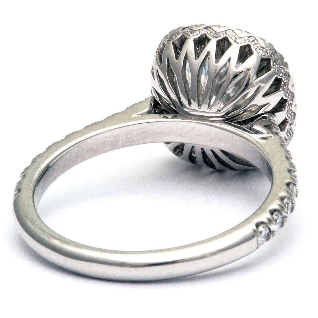 Certified 2.50 Carat Cushion Cut D VVS1 Lab Grown Diamond Engagement Ring 14KT Solid White Gold - 2