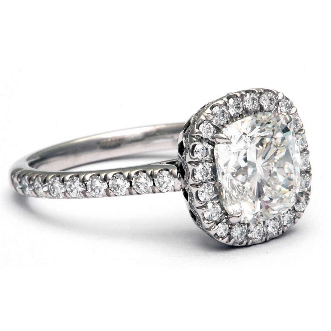 Certified 2.50 Carat Cushion Cut D VVS1 Lab Grown Diamond Engagement Ring 14KT Solid White Gold - 3