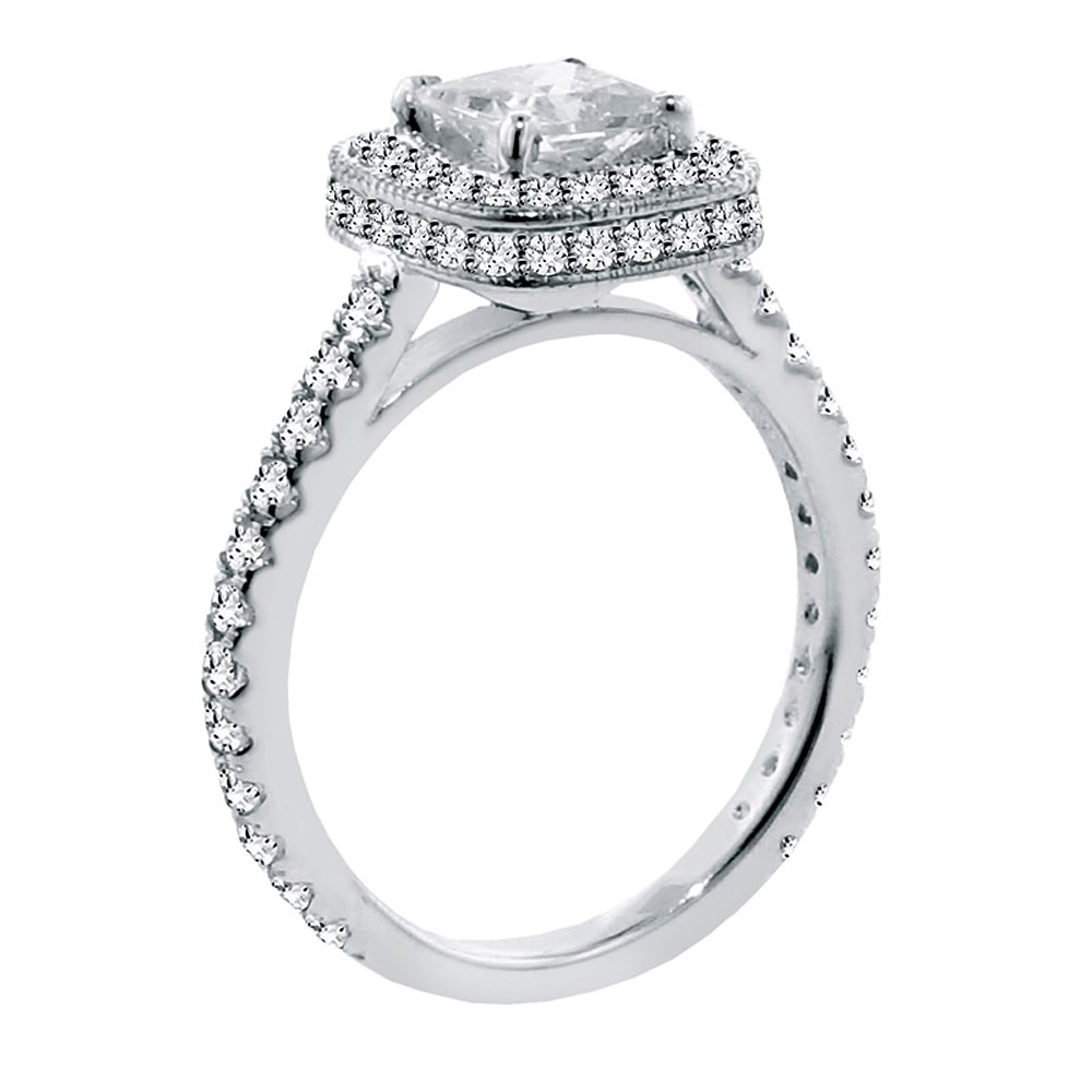 Certified 2.50 Carat Cushion Cut D VVS1 Lab Grown Diamond Engagement Ring 14KT Solid White Gold - 4