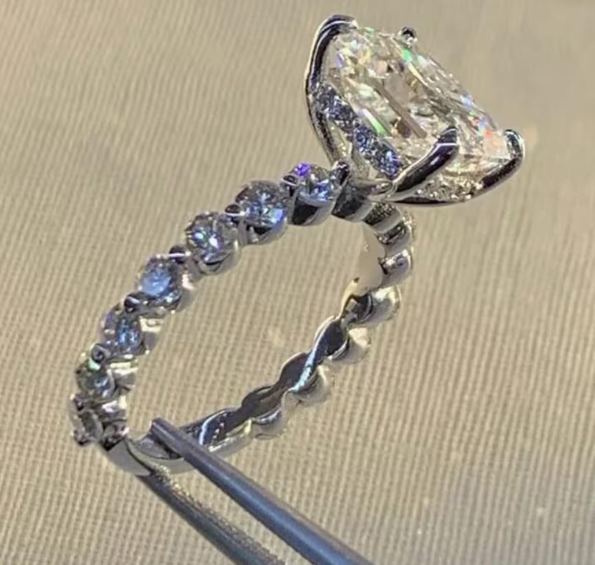 Certified 3.5 Carat Radiant Cut Lab Grown Diamond D VVS1 Engagement Ring 14KT Solid White Gold - 2