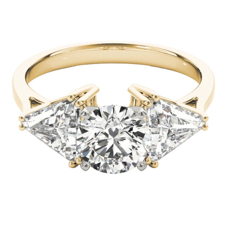 Certified 2.50 Ct Round Cut Lab Grown Diamond D VVS1 Engagement Ring 14KT Solid Yellow Gold - Ring: Certified 2.50 Round Cut Lab Grown Diamond D VVS1 Engagement Ring 14KT Solid Yellow Gold - Ring Size US 7- Side stone 1.20 Ct Lab Grown Diamonds D vs1 - Fancy Cut