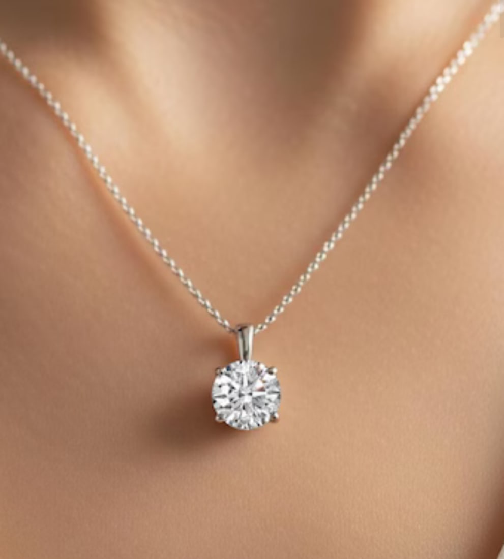 Certified 2.5 Ct - Round Cut Lab Grown Diamond D VVS1 Pendant 14KT Solid White Gold: Certified 2.5 Ct - Round Cut Lab Grown Diamond D VVS1 Pendant 14KT Solid White Gold