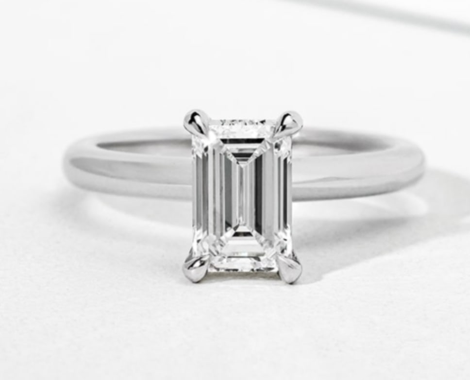 Certified 1.5 Ct Emerald Cut Lab Grown Diamond D VVS1 Engagement Ring 14KT Solid White Gold (1 of 2)