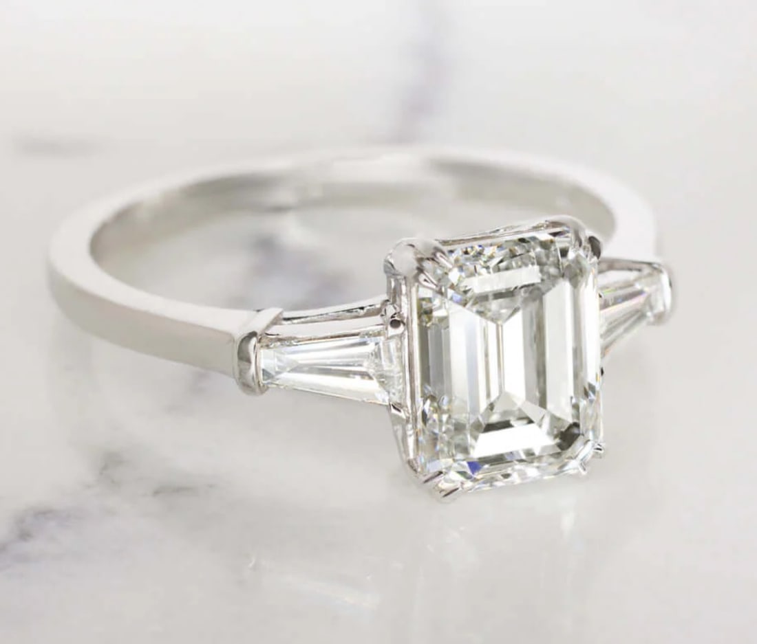 Certified 3.50 Ct Emerald Cut Lab Grown Diamond D VVS1 Engagement Ring 14KT Solid White Gold - 2