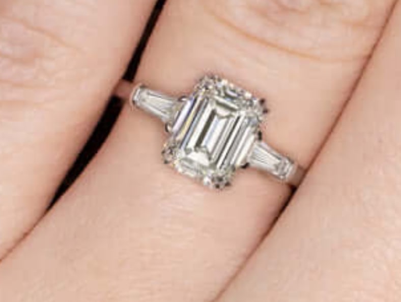 Certified 3.50 Ct Emerald Cut Lab Grown Diamond D VVS1 Engagement Ring 14KT Solid White Gold - 3
