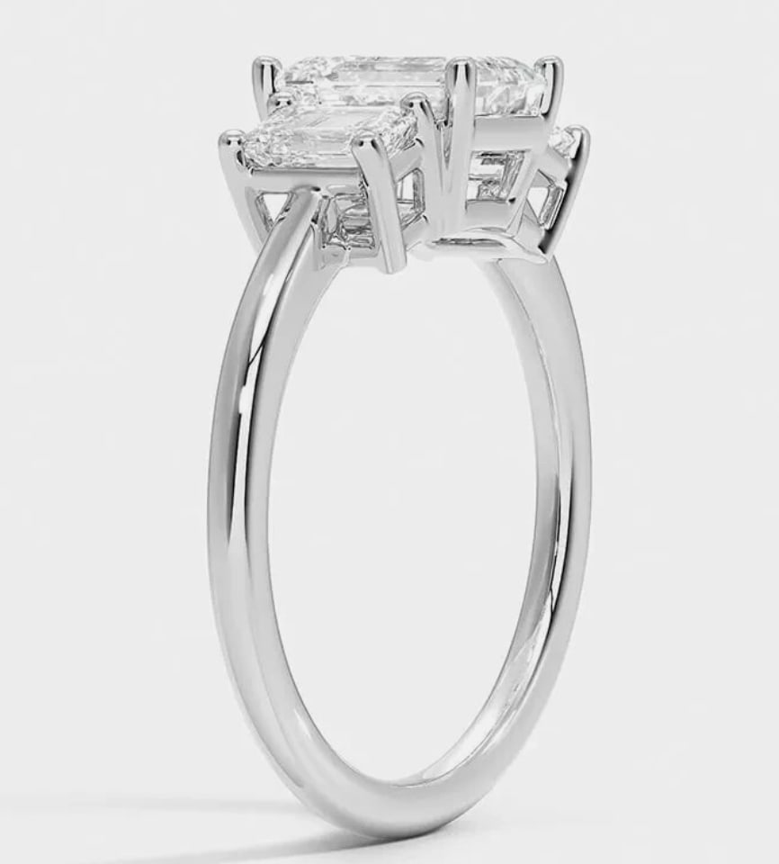 Certified 6 Ct Emerald Cut Lab Grown Diamond D VVS1 Engagement Ring 14KT Solid White Gold - 2