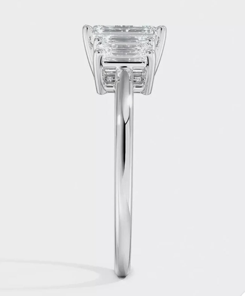 Certified 6 Ct Emerald Cut Lab Grown Diamond D VVS1 Engagement Ring 14KT Solid White Gold - 3