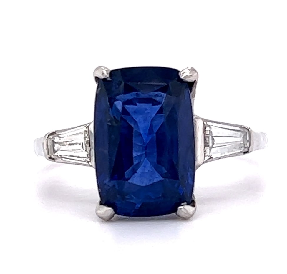 Certified 10.5 Ct -Long Cushion Cut Lab Grown Blue Sapphire & Lab Grown Diamond D VVS1 Engagement: Certified 10.5 Ct -Long Cushion Cut Lab Grown Blue Sapphire & Lab Grown Diamond D VVS1 Engagement Ring 14KT Solid White Gold - Ring Size US 7 - Side stone 0.80 Ct Lab Grown Diamonds D vs1 - Fancy Cut
