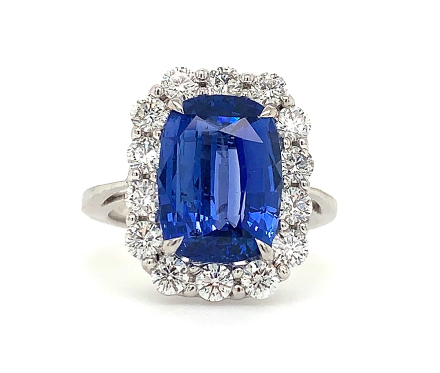 Certified 10.5 Ct -Long Cushion Cut Lab Grown Blue Sapphire & Lab Grown Diamond D VVS1 Engagement: Certified 10.5 Ct -Long Cushion Cut Lab Grown Blue Sapphire & Lab Grown Diamond D VVS1 Engagement Ring 14KT Solid White Gold - Ring Sze 7 - Side stone 0.70 Ct Lab Grown Diamonds D vs1 - Round Cut