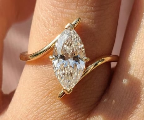 Certified 2.5 Ct Marquise Cut D VVS1 Lab Grown Diamond 14k Solid Yellow Gold Engagement Ring: Certified 2.5 Ct Marquise Cut D VVS1 Lab Grown Diamond 14k Solid Yellow Gold Engagement Ring - Ring Size: US 6 - Free Ring Resizing Available