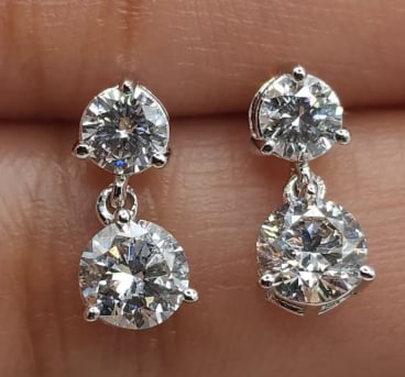 Certified 6 Carat Round Cut D VVS1 Lab Grown Diamond Earrings 14KT Solid White Gold: Certified 6 Carat Round Cut D VVS1 Lab Grown Diamond Earrings 14KT Solid White Gold