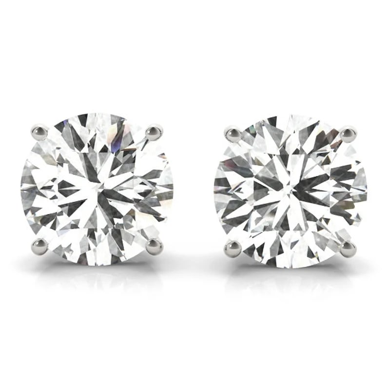 Certified 6 Carat Round Cut D VVS1 Lab Grown Diamond Earrings 14KT Solid White Gold: Certified 6 Carat Round Cut D VVS1 Lab Grown Diamond Earrings 14KT Solid White Gold