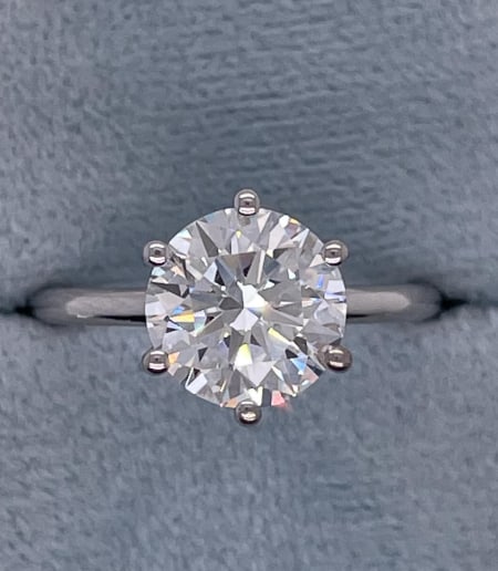 2.15 Carat - 14Kt Solid White Gold VVS1 D Color Lab Grown Diamond Round Cut Engagement Ring (1 of 3)