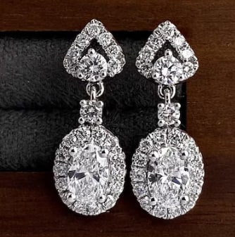 Certified 4 Ct Carat Oval Cut D VVS1 Lab Grown Diamond Earrings 14KT Solid White Gold: Certified 4 Ct Carat Oval Cut D VVS1 Lab Grown Diamond Earrings 14KT Solid White Gold