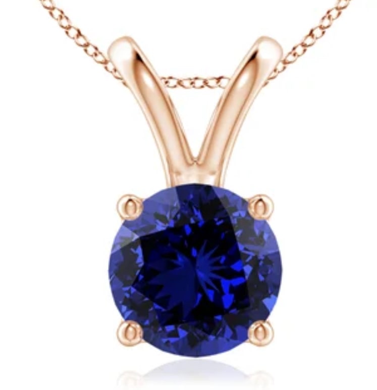 Certified 4 Carat Round Cut Lab Grown Sapphire Penadnt 14KT Solid Yellow Gold: Certified 4 Carat Round Cut Lab Grown Sapphire Penadnt 14KT Solid Yellow Gold
