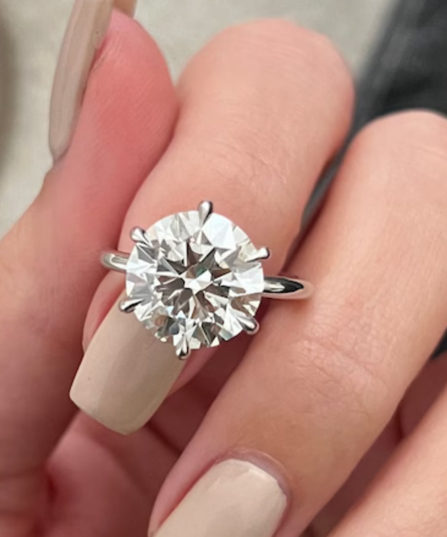 Certified 3.5 Carat Round Cut D VVS1 Lab Grown Diamond Engagement Ring 14KT Solid White Gold: Certified 3.5 Carat Round Cut D VVS1 Lab Grown Diamond Engagement Ring 14KT Solid White Gold - Ring Szie US 6.5