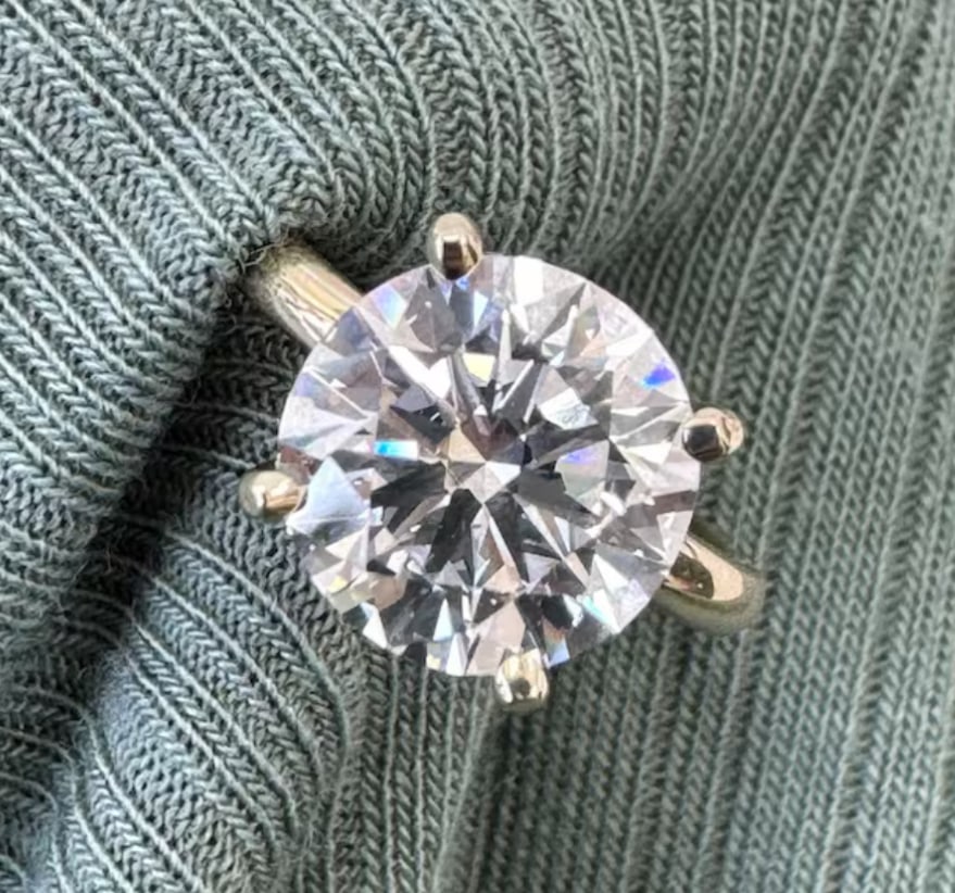 Certified 7.5 Carat Round Cut Lab Grown Diamond D VVS1 Engagement Ring 14KT Solid White Gold: Certified 7.5 Carat Round Cut Lab Grown Diamond D VVS1 Engagement Ring 14KT Solid White Gold - Ring Size US - 6