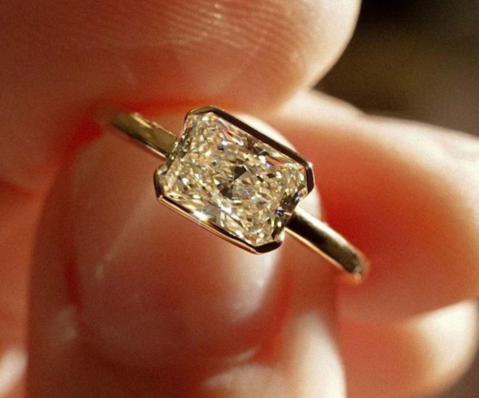 Certified 2 Carat Radiant Cut Lab Grown Diamond D VVS1 Engagement Ring 14KT Solid Yellow Gold (1 of 3)