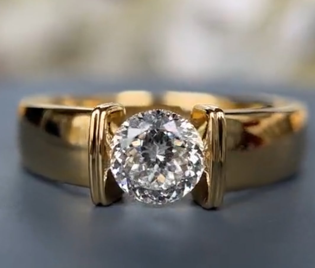 Certified 2 Carat Portuguese Cut Lab Grown Diamond D VVS1 Engagement Ring 14KT Solid Yellow Gold: Certified 2 Carat Portuguese Cut Lab Grown Diamond D VVS1 Engagement Ring 14KT Solid Yellow Gold - Ring Size US 8