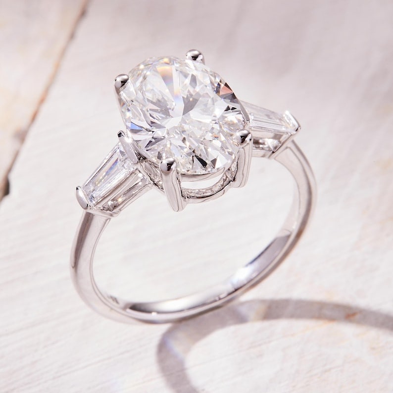 Certified 2.5 Carat Oval Cut Lab Grown Diamond D VVS1 Engagement Ring 14KT Solid White Gold (1 of 5)