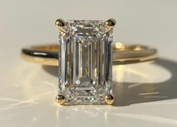 Certified 5.00 Ct Emerald Cut Lab Grown Diamond D VVS1 Engagement Ring 14KT Solid Yellow Gold (1 of 2)