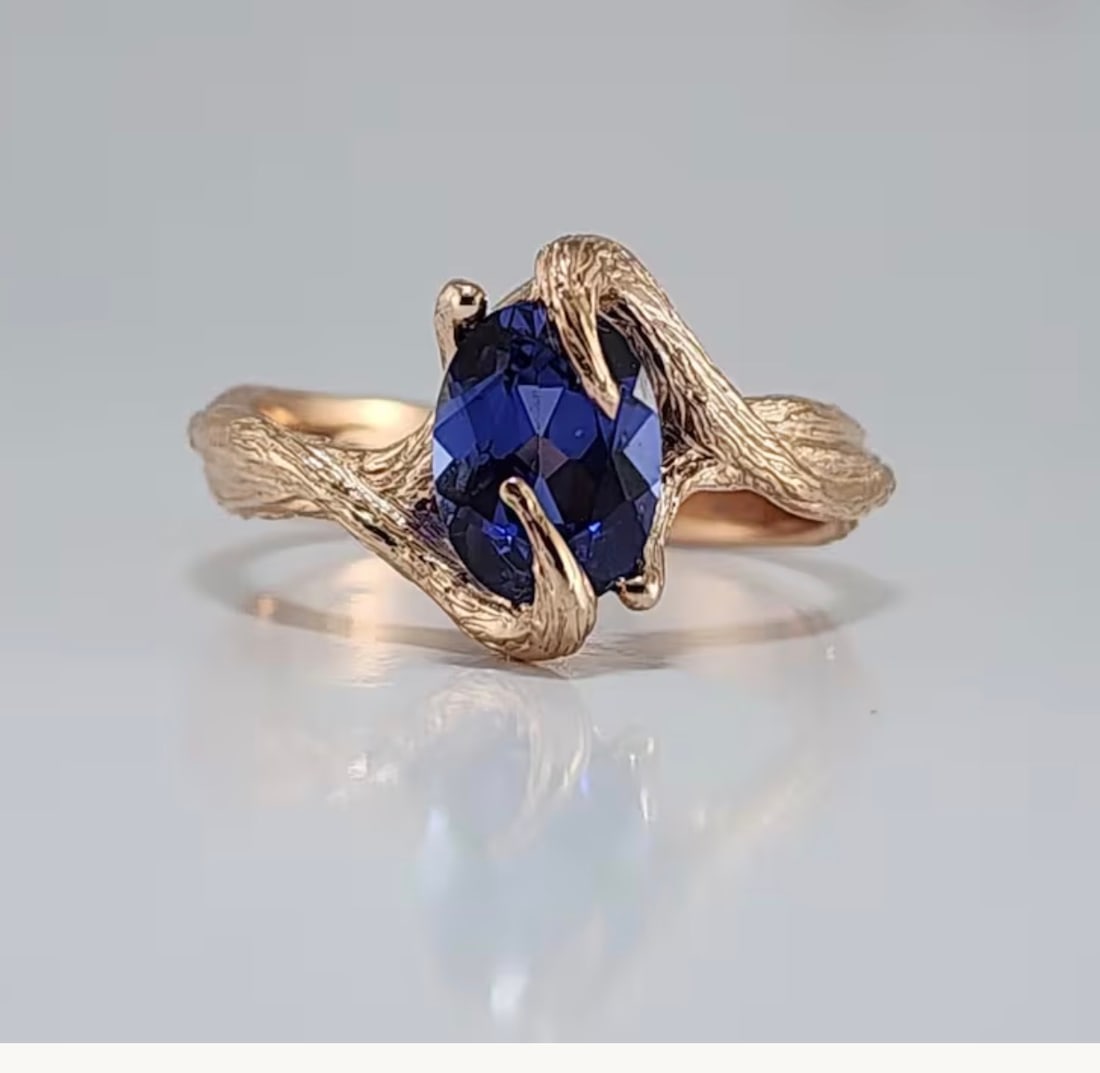 925 Sterling Silver 2.50 Ct Blue Sapphire Vintage Ring Handmade Jewelry Trending Design: Certified 925 Sterling Silver Rose Gold Finish 3.5 Ct Blue Sapphire Pear Cut - Vintage Ring Handmade Jewelry Trending Design - Ring Size: US 6.5 | Free Shipping | Free Resizing Available