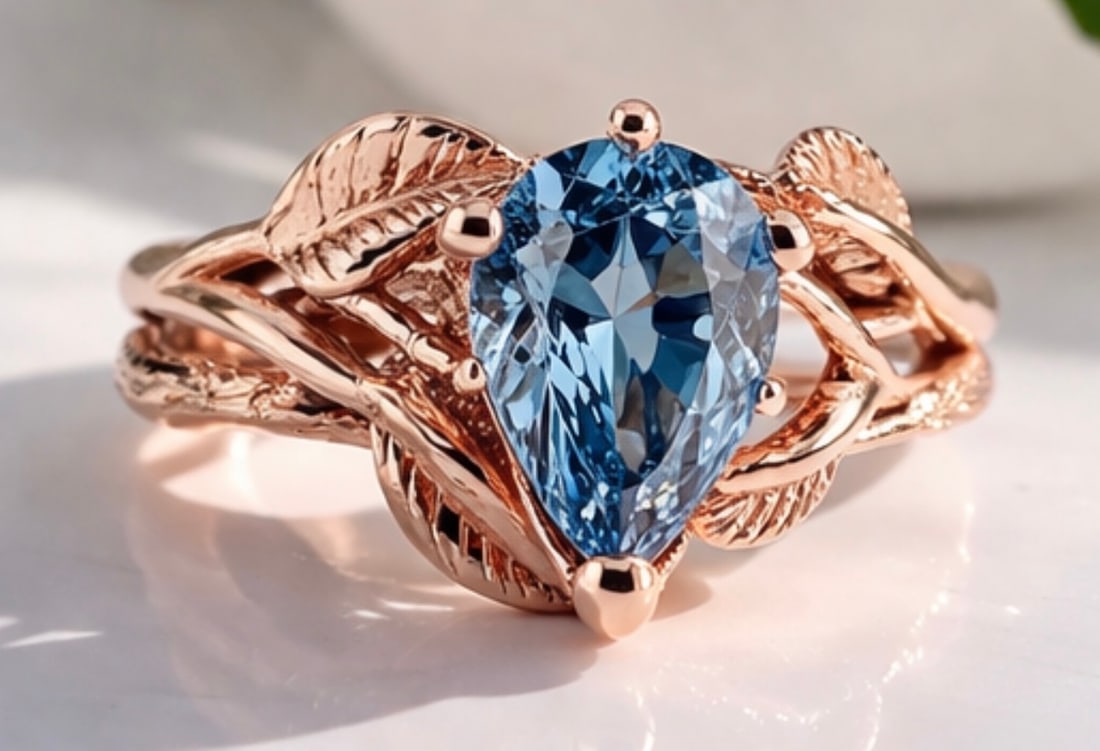 925 Sterling Silver 5 Ct Blue Color Lab Diamond Vintage Ring Handmade Jewelry Trending Design: Certified 925 Sterling Silver 5 Ct Blue Color Lab Diamond Pear Cut - Rose Gold Finish Vintage Ring Handmade Jewelry Trending Design - Ring Size: US 7| Free Shipping | Free Resizing Available
