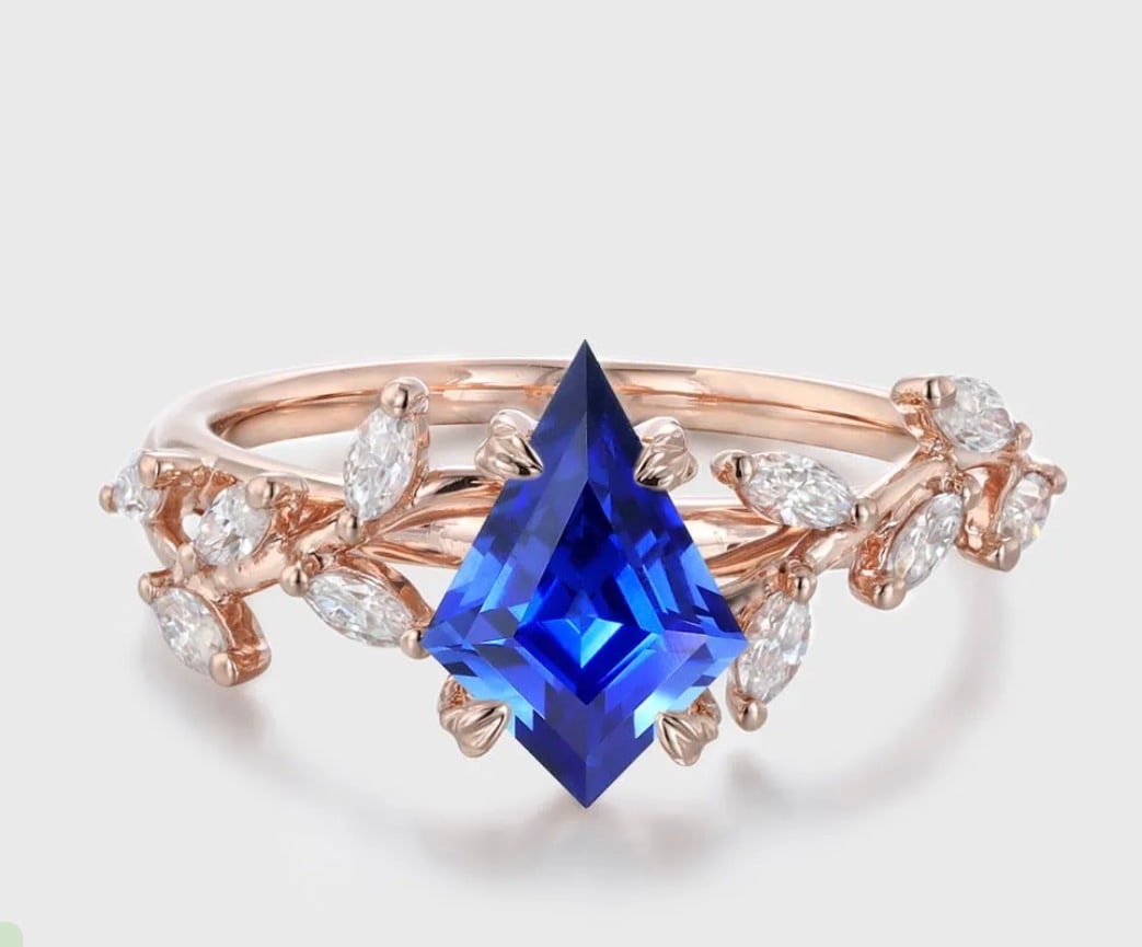 925 Sterling Silver 2.5 Ct Fancy Cut Blue Sapphire Vintage Ring Handmade Jewelry Trending Design: Certified 925 Sterling Silver 2.5 Ct fancy Cut Blue Sapphire- Rose Gold Finish Vintage Ring Handmade Jewelry Trending Design - Ring Size: US 7| Free Shipping | Free Resizing Available