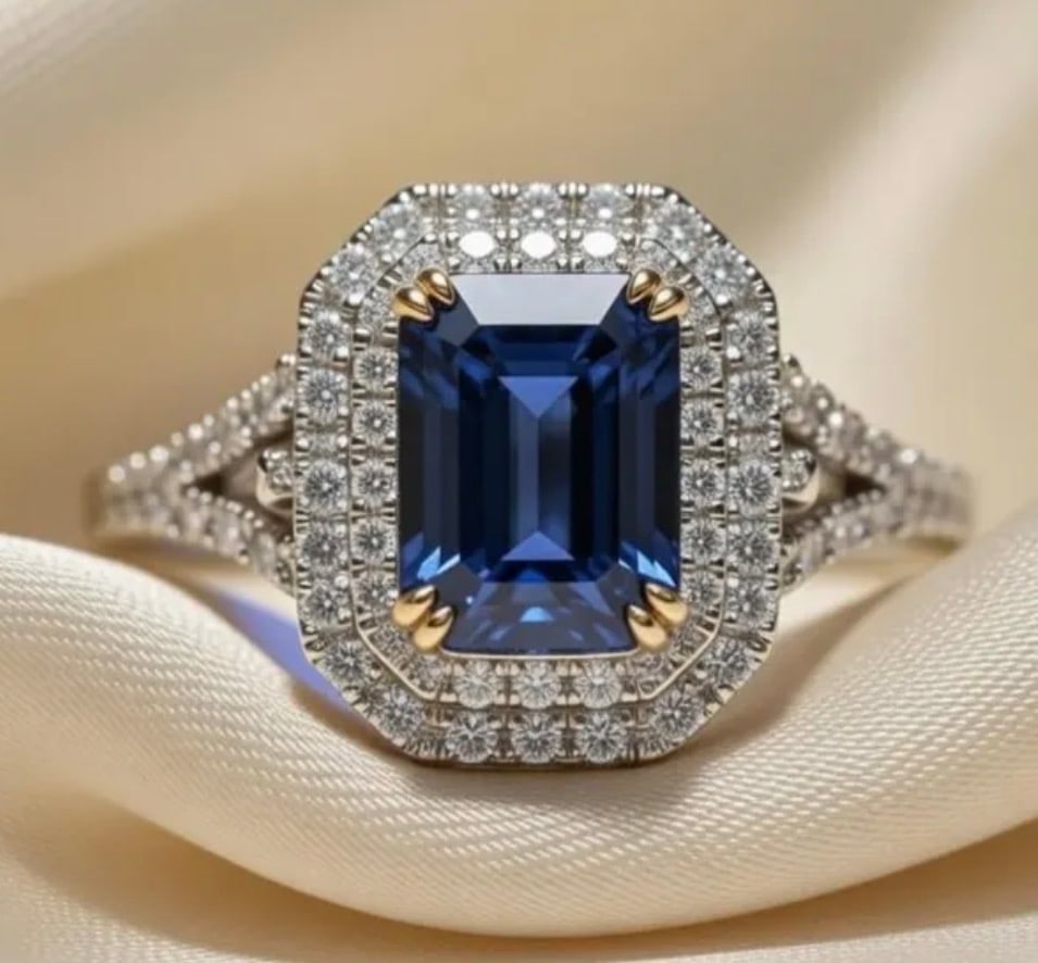 925 Sterling Silver 4.00 Ct Blue Sapphire Vintage Ring Handmade Jewelry Trending Design: 925 Sterling Silver 4.00 Ct Blue Sapphire Vintage Ring Handmade Jewelry Trending Design Side Stone Lab Diamonds - Ring Size: US 6| Free Shipping | Free Resizing Available