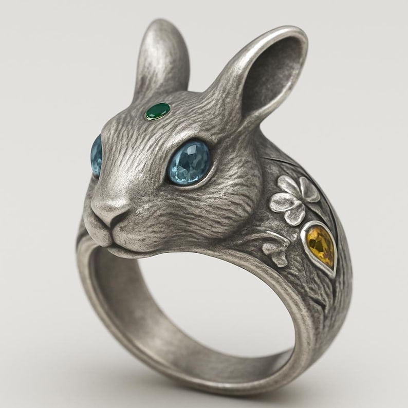 Handcrafted Vintage Sterling Silver Color Lab Stone Ring (1 of 3)