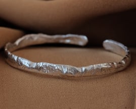 Hammered silver bangle bracelet, Solid silver bangle,: Hammered silver bangle bracelet, Solid silver bangle, Open bangle bracelet silver arm cuff Organic jewelry, Adjustable bracelet, Unique gift 7.5 inch