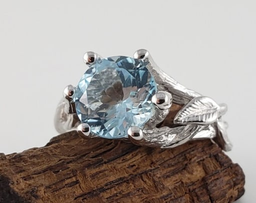 Certified 5.5 Ct Round Cut Aquamarine 925 Silver Engagement Ring: Certified 5.5 Ct Round Cut Aquamarine 925 Silver Engagement Ring - Ring Size US 6