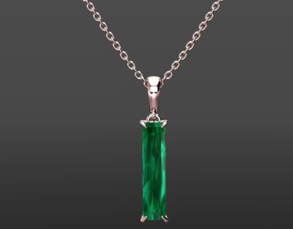 Certified 2.5 Ct Lab Grown Emerald 925 Silver Necklace: Certified 2.5 ct Lab Grown Emerald 925 Silver Necklace - 18 inch - Rose Gold Finish