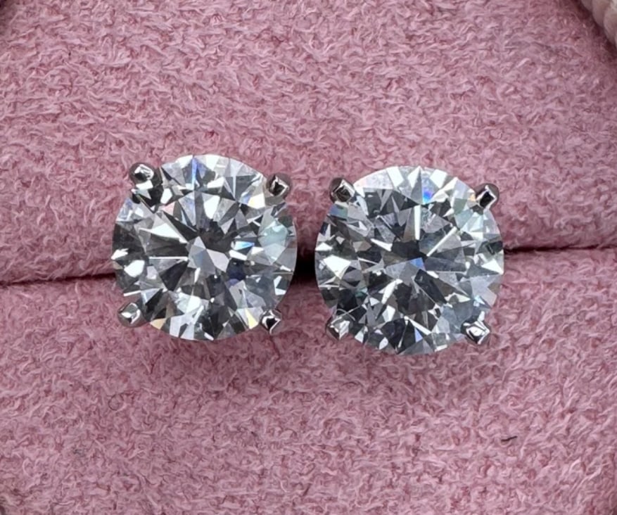 Certified 8 Carat Round Cut D VVS1 Lab Grown Diamond Earring 14KT Solid White Gold (1 of 4)