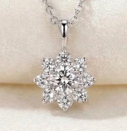 14KT Solid White Gold D VVS1 Round Cut 1.20 Ct Lab Grown Diamond Pendant: 14KT Solid White Gold D VVS1 Round Cut 1.20 Lab Grown Diamond Pendant - Side stone Lab Grown Diamonds Round Cut VS1 E Color 0.40 Ct
