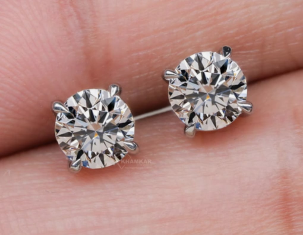 Certified 4 Ct - 14kt Solid White Lab Grown Diamonds D VVS1 Earrings: Certified 4 Ct - 14kt Solid White Lab Grown Diamonds D VVS1 Earrings