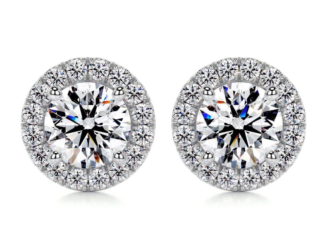 Certified 2 Ct - 14kt Solid White Lab Grown Diamonds D VVS1 Earrings (1 of 3)